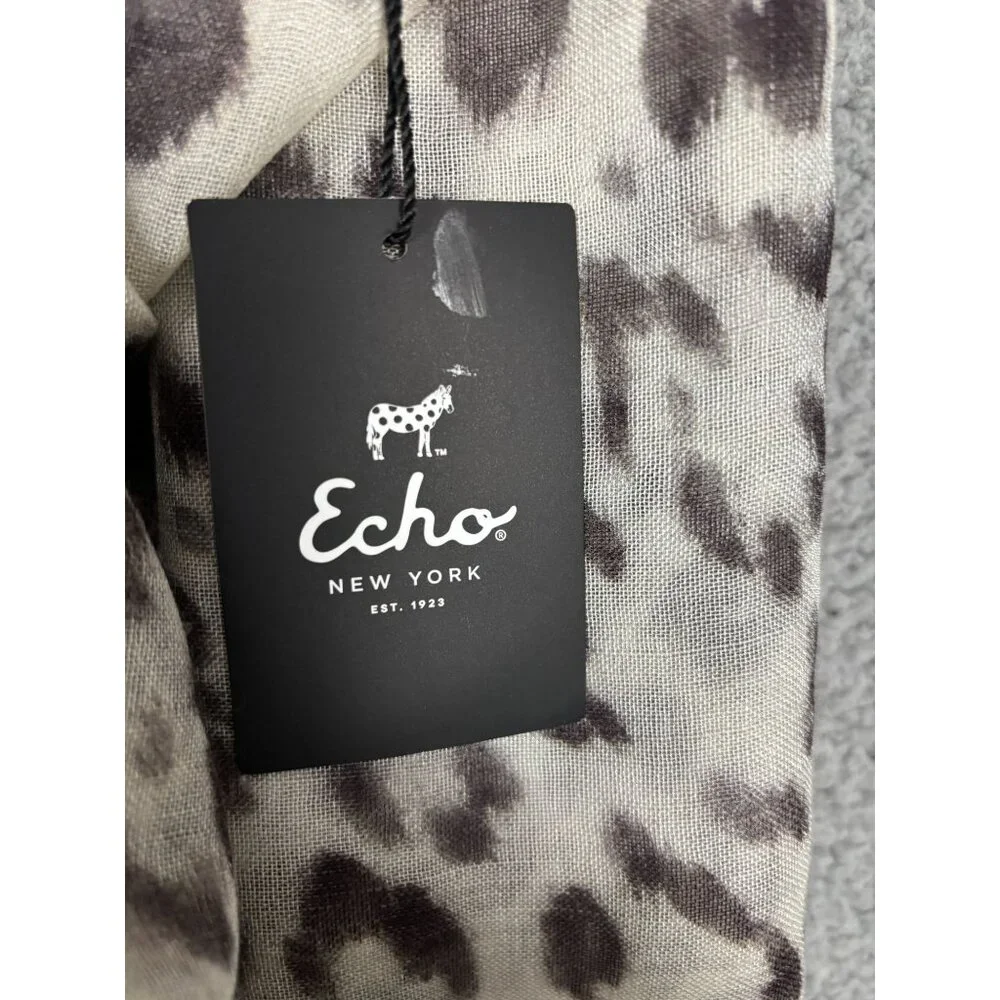 Women's Leopard Print Scarf By Echo New York Wool Modal Blend OS New With Tag's - Picture 5 of 6